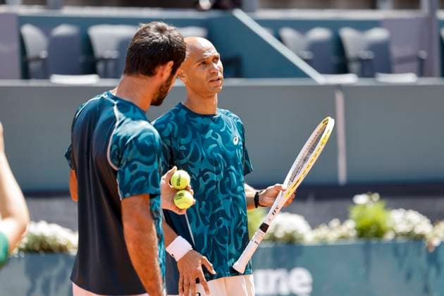 Sadio Doumbia FRA and Fabien Reboul FRA , Switzerland, Tennis, Gonet Geneva Open ATP 250 , Final Doubles,2025, Ariel Behar URU Joran Vliegen BEL vs Sadio Doumbia FRA Fabien Reboul FRA , 24 05 2025, Parc des Eaux Vives, Geneva, Switzerland Geneva Parc des Eaux Vives Geneva Switzerland Copyright: xGrantxHubbsx