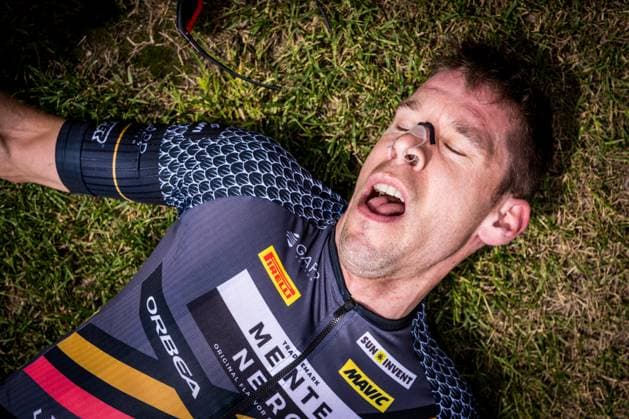 Thomas Litscher of Switzerland rests after the short track during Mountain bike cross country World Cup event, Nove Mesto na Morave, Czech Republic, May 24, 2025. (CTKxPhoto JaroslavxSvoboda) CTKPhotoP2025052402548  CTKPhotoP2025052402548
