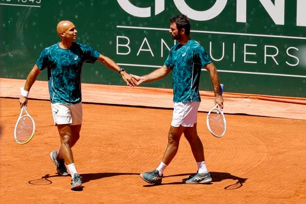 Sadio Doumbia FRA and Fabien Reboul FRA , Switzerland, Tennis, Gonet Geneva Open ATP 250 , Final Doubles,2025, Ariel Behar URU Joran Vliegen BEL vs Sadio Doumbia FRA Fabien Reboul FRA , 24 05 2025, Parc des Eaux Vives, Geneva, Switzerland Geneva Parc des Eaux Vives Geneva Switzerland Copyright: xGrantxHubbsx