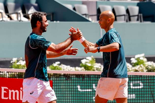 The winners, Winners, Fabien Reboul FRA and Sadio Doumbia FRA , Switzerland, Tennis, Gonet Geneva Open ATP 250 , Final Doubles,2025, Ariel Behar URU Joran Vliegen BEL vs Sadio Doumbia FRA Fabien Reboul FRA , 24 05 2025, Parc des Eaux Vives, Geneva, Switzerland Geneva Parc des Eaux Vives Geneva Switzerland Copyright: xGrantxHubbsx
