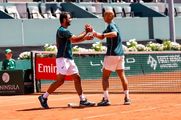 The winners, Winners, Fabien Reboul FRA and Sadio Doumbia FRA , Switzerland, Tennis, Gonet Geneva Open ATP 250 , Final Doubles,2025, Ariel Behar URU Joran Vliegen BEL vs Sadio Doumbia FRA Fabien Reboul FRA , 24 05 2025, Parc des Eaux Vives, Geneva, Switzerland Geneva Parc des Eaux Vives Geneva Switzerland Copyright: xGrantxHubbsx
