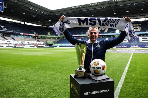 Sports, football, Niederrheinpoakl season 2024 25 final day of the amateurs MSV Duisburg Rot Weiss Essen 24 05 2025, schauinsland reisen arena Christian Stiefelhagen board MSV Duisburg Duisburg schauinsland reisen arena Nordrhein Westfalen Germany