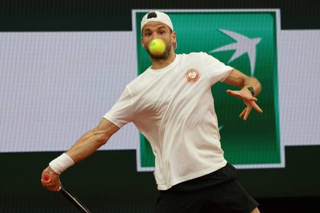 May 24, 2025, Paris, Celestynow, France: GRIGOR DIMITROV of Bulgaria during practice session before French Open 2025 at Roland Garros in Paris. Paris France - ZUMAc278 20250524_zsp_c278_026 Copyright: xMarcinxCholewinskix