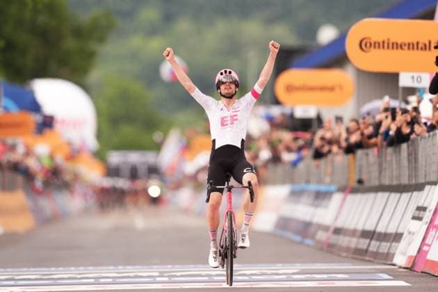 Asgreen Kasper of Ef Education - Easypost, stage winner, during the stage 14 of the Giro d™Italia from Treviso to Nova Gorica Gorizia, Slovenia - Saturday, May 24, 2025. - cycling.  Copyright: xMassimoxPaolone LaPressex