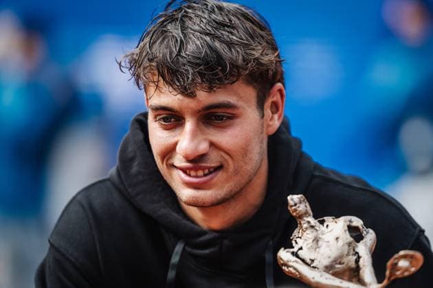 Tennis Men bitpanda Hamburg Open Final ATP 500 Andrei Andreyevich Rublev RUS vs Flavio Cobolli ITA 24 05 2025 Flavio Cobolli with the trophy Hamburg Tennisstadion am Rothenbaum Hamburg Germany
