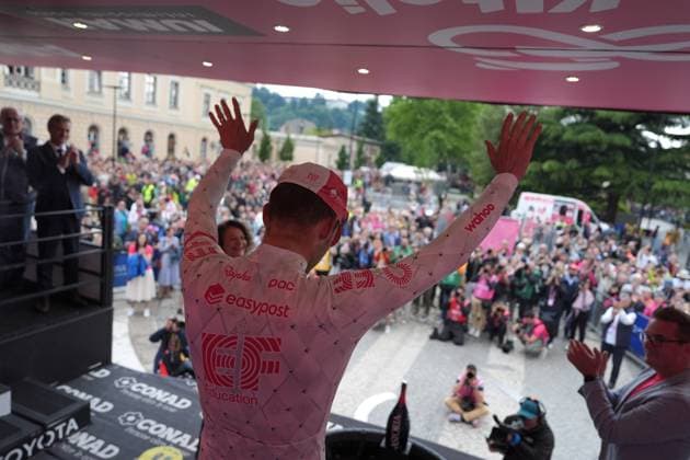 Asgreen Kasper of Ef Education - Easypost, stage winner, during the stage 14 of the Giro d™Italia from Treviso to Nova Gorica Gorizia, Slovenia - Saturday, May 24, 2025. - cycling.  Copyright: xGianxMattiaxD Alberto LaPressex