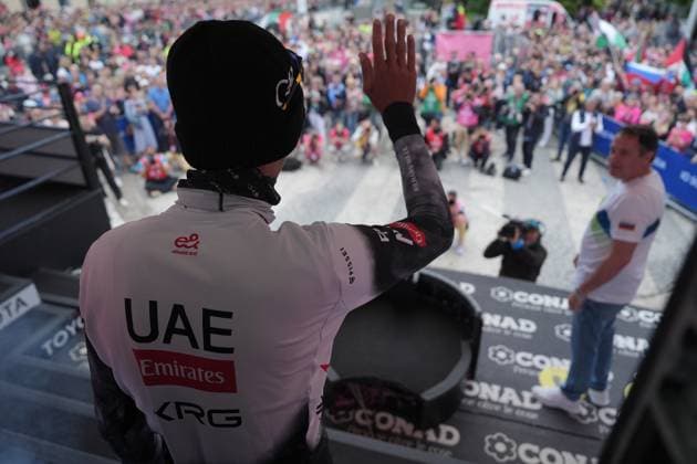 Del Toro Romero Isaac of Uae Team Emirates Xrg, pink jersey, the stage 14 of the Giro d™Italia from Treviso to Nova Gorica Gorizia, Slovenia - Saturday, May 24, 2025. - cycling.  Copyright: xGianxMattiaxD Alberto LaPressex