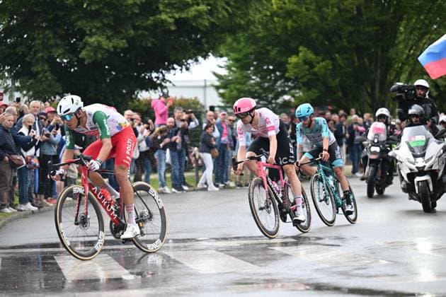 24-05-2025 Giro D italia; Tappa 14 Treviso - Gorizia; 2025, Polti - Visit Malta; 2025, Ef Education - Easypost; 2025, Vf Group Bardiani Csf - Faizane; Maestri, Mirco; Asgreen, Kasper; Marcellusi, Martin; Gorizia; 