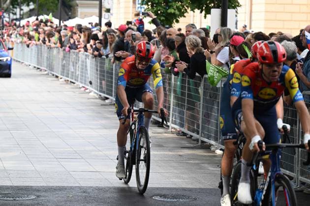 24-05-2025 Giro D italia; Tappa 14 Treviso - Gorizia; 2025, Lidl - Trek; Ciccone, Giulio; Mosca, Jacopo; Gorizia; 