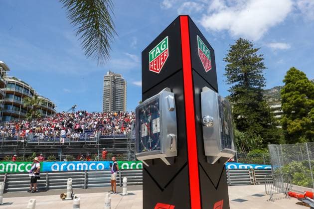 Tag Heuer Totem Logo during Formula 1 Tag Heurer Grand Prix de Monaco 2025 at Monte Carlo (MC), may 23-25 2025 Formula 1 Tag Heurer Grand Prix de Monaco 2025 Alessio De Marco