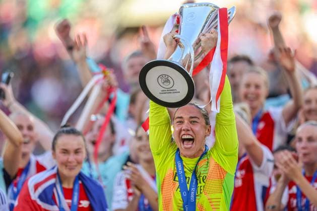 POR, Lisbon, Arsenal London vs FC Barcelona, Womens Champions League, Football, UEFA, Season 2024 2025, Estadio Josà Alvalade, Final, in the picture Manuela Zinsberger Arsenal London 1 DFB DFL REGULATIONS PROHIBIT ANY USE OF PHOTOGRAPHS AS IMAGE SEQUENCES AND OR QUASI VIDEO, 24 05 2025, Copyright: HMBxMedia HendrikxHamelau