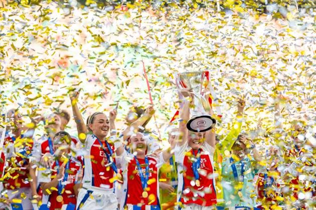 250524 during the UEFA Women s Champions League final match between Arsenal and Barcelona on May 24, 2025 in Lisbon Photo Vegard Grott BILDBYRAN kod VG VG0752 bbeng champions league finale finalen final mesterligaen dam football fotball fotboll soccer fcb barcelona arsenal final 2025  Copyright: VEGARDxGRoTT BB250524VG080