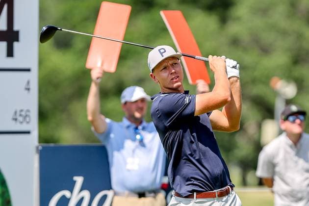 PGA, Golf Herren Golf 2025: Charles Schwab Challenge MAY 24 May 24, 2025: Matti Schmid hits his tee shot on the 14th hole during the third round of the Charles Schwab Challenge golf tournament at Colonial Country Club in Fort Worth, TX. Gray Siegel Cal Media (Credit Image: Â Gray Siegel Cal Sport Media) Fort Worth Texas United States of America EDITORIAL USE ONLY Copyright: xx ZUMA-20250524_zma_c04_334.jpg GrayxSiegelx csmphotothree385948