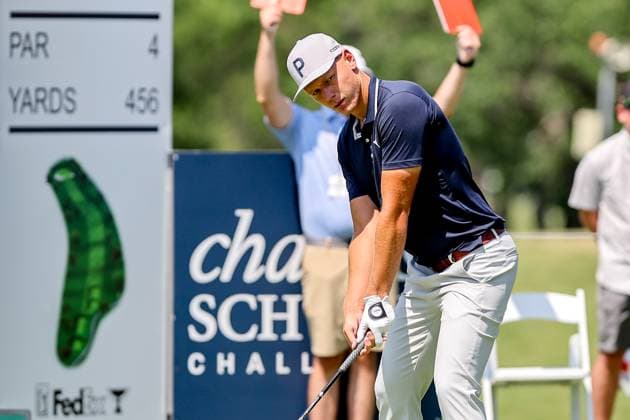 May 24, 2025: Matti Schmid readies for his tee shot on the 14th hole during the third round of the Charles Schwab Challenge golf tournament at Colonial Country Club in Fort Worth, TX. Cal Media Fort Worth United States of America - ZUMAc04_ 20250524_zma_c04_374 Copyright: xGrayxSiegelx