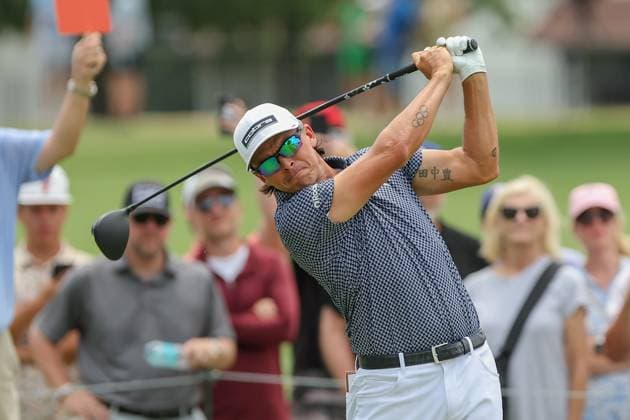 May 24, 2025: Rickie Fowler hits his tee shot on the 11th hole during the third round of the Charles Schwab Challenge golf tournament at Colonial Country Club in Fort Worth, TX. Cal Media Fort Worth United States of America - ZUMAc04_ 20250524_zma_c04_379 Copyright: xGrayxSiegelx