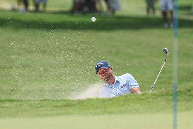May 24, 2025: Brice Garnett hits his shot from a greenside bunker on the 11th hole during the third round of the Charles Schwab Challenge golf tournament at Colonial Country Club in Fort Worth, TX. Cal Media Fort Worth United States of America - ZUMAc04_ 20250524_zma_c04_405 Copyright: xGrayxSiegelx