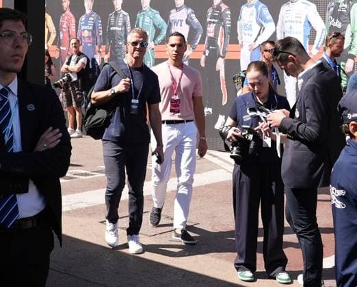 Formula 1 Grand Prix Monaco 2025 25 05 2025, Circuit de Monaco, Monte Carlo, Formula 1 Grand Prix Monaco 2025 ,in the picture Sky Deutschland expert Ralf Schumacher with partner Etienne Bousquet Cassagne nordphotoxGmbHx xBratic nph00250