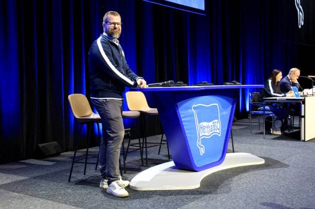 DEU, DFL, 2 FBL, Hertha BSC, Mitgliederversammlung, 25 05 2025, Messe Berlin, Berlin, DEU, DFL, 2 FBL, Hertha BSC, Mitgliederversammlung, im Bild Praesident Fabian Drescher Hertha BSC Berlin DFL regulations prohibit any use of Photographs as image sequences and or quasi video nordphotoxGmbHx xEngler nph00076