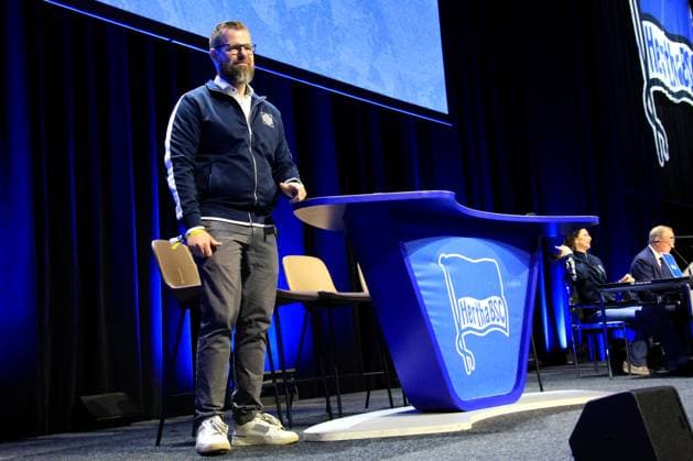 DEU, DFL, 2 FBL, Hertha BSC, Mitgliederversammlung, 25 05 2025, Messe Berlin, Berlin, DEU, DFL, 2 FBL, Hertha BSC, Mitgliederversammlung, im Bild Praesident Fabian Drescher Hertha BSC Berlin DFL regulations prohibit any use of Photographs as image sequences and or quasi video nordphotoxGmbHx xEngler nph00076