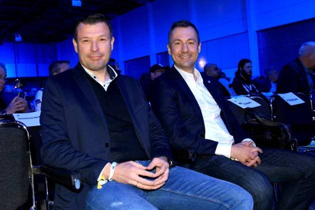 DEU, DFL, 2 FBL, Hertha BSC, Mitgliederversammlung, 25 05 2025, Messe Berlin, Berlin, DEU, DFL, 2 FBL, Hertha BSC, Mitgliederversammlung, im Bild Benjamin Weber Sportdirektor, Hertha BSC Berlin , Ralf Huschen Hertha Geschaeftsfuehrung DFL regulations prohibit any use of Photographs as image sequences and or quasi video nordphotoxGmbHx xEngler nph00076