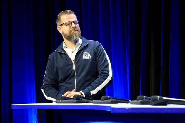 DEU, DFL, 2 FBL, Hertha BSC, Mitgliederversammlung, 25 05 2025, Messe Berlin, Berlin, DEU, DFL, 2 FBL, Hertha BSC, Mitgliederversammlung, im Bild Praesident Fabian Drescher Hertha BSC Berlin DFL regulations prohibit any use of Photographs as image sequences and or quasi video nordphotoxGmbHx xEngler nph00076