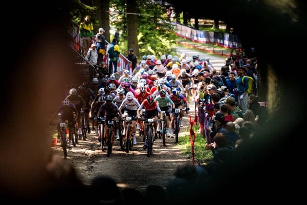 Cyclists compete during women elite race during Mountain bike cross country World Cup event, Nove Mesto na Morave, Czech Republic, May 25, 2025. (CTKxPhoto JaroslavxSvoboda) CTKPhotoP2025052502160  CTKPhotoP2025052502160