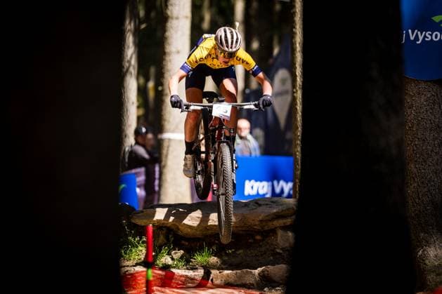 Czech Adela Holubova competes during women elite race during Mountain bike cross country World Cup event, Nove Mesto na Morave, Czech Republic, May 25, 2025. (CTKxPhoto JaroslavxSvoboda) CTKPhotoP2025052502161  CTKPhotoP2025052502161
