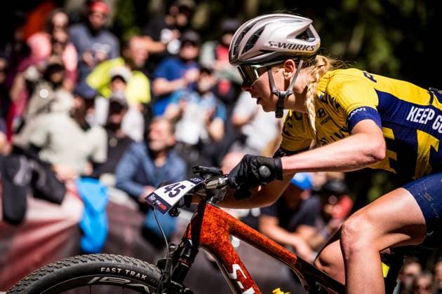 Czech Adela Holubova competes during women elite race during Mountain bike cross country World Cup event, Nove Mesto na Morave, Czech Republic, May 25, 2025. (CTKxPhoto JaroslavxSvoboda) CTKPhotoP2025052502169  CTKPhotoP2025052502169