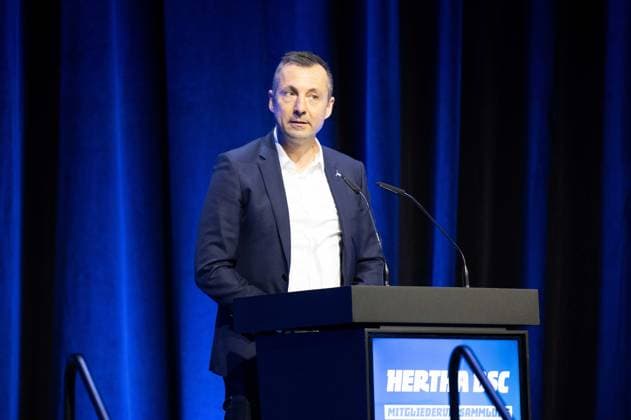Soccer, Men, Season 2024 25, Hertha BSC, Annual General Meeting in Hall 22b of Messe Berlin, Managing Director Ralf Huschen Hertha BSC , 25 05 2025, Copyright: xMatthiasxKochx
