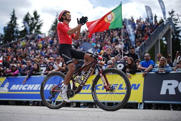Christopher Blevins of USA wins after the Mountain bike cross country Men Elite World Cup event, Nove Mesto na Morave, Czech Republic, May 24, 2025. (CTKxPhoto JaroslavxSvoboda) CTKPhotoP2025052502776  CTKPhotoP2025052502776