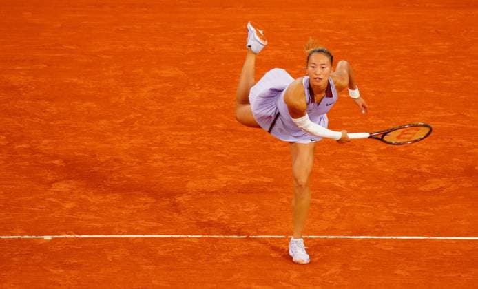 Qinwen Zheng in first round action French Open Tennis, Day One, Tennis, Roland Garros, Paris, France - 25 May 2025 EDITORIAL USE ONLY No use with unauthorised audio, video, data, fixture lists, club league logos or live services. Online in-match use limited to 120 images, no video emulation. No use in betting, games or single club league player publications. Copyright: xJavierxGarcia Shutterstockx 15314618ad