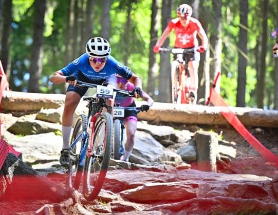 Mona Mitterwallner of Austria competes during women elite race during Mountain bike cross country World Cup event, Nove Mesto na Morave, Czech Republic, May 25, 2025. (CTKxPhoto LubosxPavlicek) CTKPhotoP2025052503530  CTKPhotoP2025052503530