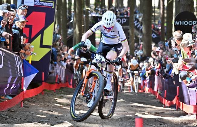 Puck Pieterse of Netherlands competes during women elite race during Mountain bike cross country World Cup event, Nove Mesto na Morave, Czech Republic, May 25, 2025. (CTKxPhoto LubosxPavlicek) CTKPhotoP2025052503640  CTKPhotoP2025052503640