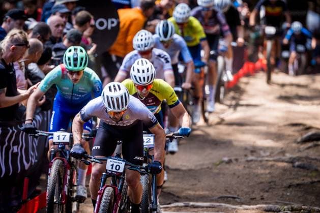 Nino Schurter of Switzerland competes during the Mountain bike cross country Men Elite World Cup event, Nove Mesto na Morave, Czech Republic, May 24, 2025. (CTKxPhoto JaroslavxSvoboda) CTKPhotoP2025052504061  CTKPhotoP2025052504061