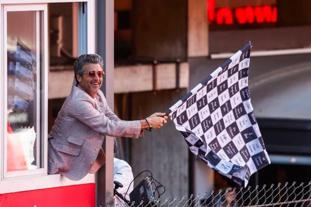 Patrick Dempsey waves the chequered flag, F1 Grand Prix of Monaco at Circuit de Monaco on May 25, 2025 in Monte Carlo, Monaco Photo by HOCH ZWEI Monte Carlo Monaco