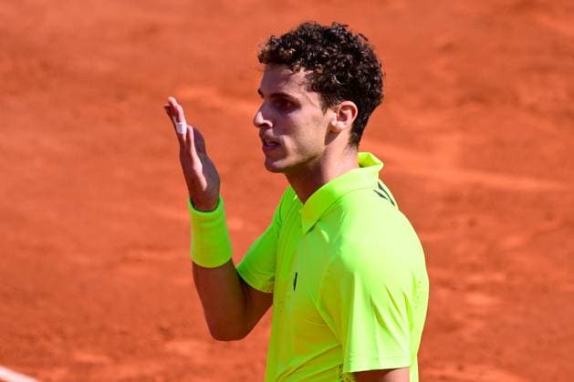 Tennis, French Open, Tag 1 TENNIS : Roland Garros 2025 - Internationaux de France - 25 05 2025 Juan Manuel Cerundulo ( Agentina ) reacts during the 2025 French Open at Roland Garros on May 25, 2025 in Paris, France. ( Photo Dante Badano PSNewz ) - ParisFrance  Copyright: xx