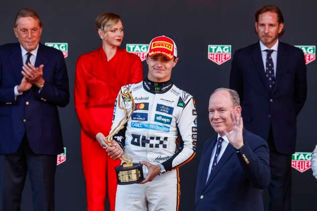4 Lando Norris GBR, McLaren F1 Team , Prince Albert II of Monaco, F1 Grand Prix of Monaco at Circuit de Monaco on May 25, 2025 in Monte Carlo, Monaco Photo by HOCH ZWEI Monte Carlo Monaco