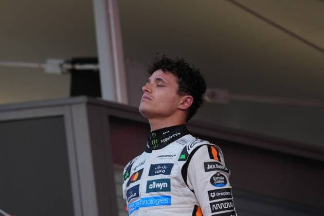Formula 1 Grand Prix Monaco 2025 25 05 2025, Circuit de Monaco, Monte Carlo, Formula 1 Grand Prix Monaco 2025 ,in the picture podium winner Lando Norris GBR , McLaren F1 Team, 2nd place for Charles Leclerc MCO , Scuderia Ferrari HP, 3rd place for Oscar Piastri AUS nordphotoxGmbHx xBratic nph00250