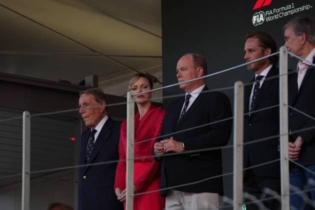 25 05 2025, Circuit de Monaco, Monte Carlo, Formula 1 Grand Prix Monaco 2025 ,in the picture Charlene Lynette Grimaldi, Princess of Monaco with husband Albert II , Prince of Monaco Photo by Hasan Bratic DeFodi Images