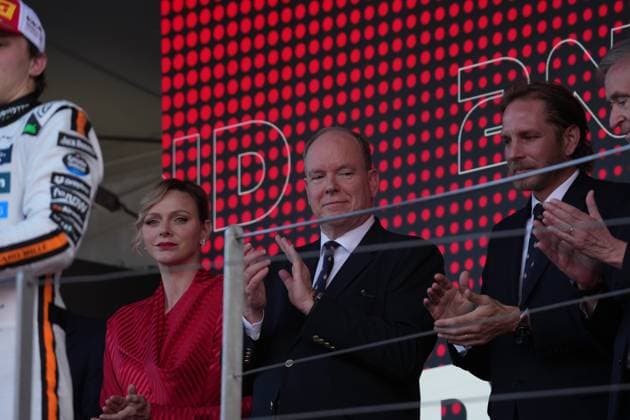 25 05 2025, Circuit de Monaco, Monte Carlo, Formula 1 Grand Prix Monaco 2025 ,in the picture Charlene Lynette Grimaldi, Princess of Monaco with husband Albert II , Prince of Monaco Photo by Hasan Bratic DeFodi Images