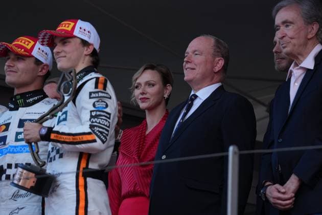 25 05 2025, Circuit de Monaco, Monte Carlo, Formula 1 Grand Prix Monaco 2025 ,in the picture Charlene Lynette Grimaldi, Princess of Monaco with husband Albert II , Prince of Monaco Photo by Hasan Bratic DeFodi Images