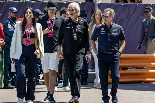 Elisabetta Gregoraci, Nathan Falco Briatore, Flavio Briatore, Christian Horner during TAG Heuer Grand Prix de Monaco 2025 - Race, Formula 1 Championship in Monaco, Principality of Monaco, May 25 2025  Copyright: xOttoxMoretti IPAxSportx xipa-agency.netx xx IPA_58234258 IPA_Agency_IPA58234258