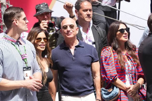 Formula 1 Grand Prix Monaco 2025 25 05 2025, Circuit de Monaco, Monte Carlo, Formula 1 Grand Prix Monaco 2025 ,in the picture Amazon founder Jeffrey Preston Jeff Bezos with partner Lauren Sanchez nordphotoxGmbHx xBratic nph00250