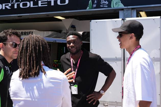 Formula 1 Grand Prix Monaco 2025 25 05 2025, Circuit de Monaco, Monte Carlo, Formula 1 Grand Prix Monaco 2025 ,in the picture footballer Jamal Musiala Bayern Munich , footballer Alphonso Davies Bayern Munich , footballer Edgar Davids nordphotoxGmbHx xBratic nph00250