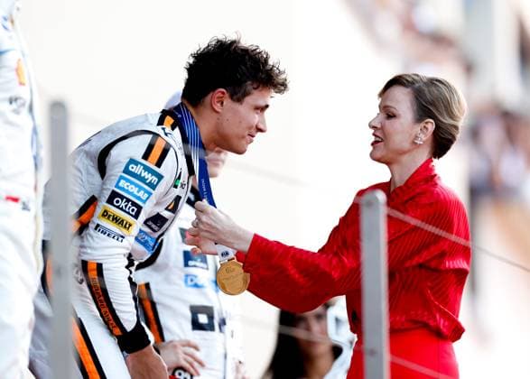 4 Lando Norris GBR, McLaren F1 Team , Princess Charlene of Monaco, F1 Grand Prix of Monaco at Circuit de Monaco on May 25, 2025 in Monte Carlo, Monaco Photo by HOCH ZWEI Monte Carlo Monaco