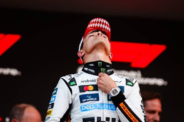F1 - MONACO GRAND PRIX 2025 NORRIS Lando (gbr), McLaren F1 Team MCL39, portrait podium during the Formula 1 Tag Heuer Grand Prix de Monaco, 8th round of the 2025 FIA Formula One World Championship, WM, Weltmeisterschaft from May 23 to 25, 2025 on the Circuit de Monaco, in Monte-Carlo, Monaco - Monte-CarloMonaco  Copyright: xANTONINxVINCENTx