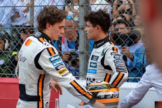 Formula 1 GP Monaco Sunday, 25 05 2025 Oscar Piastri 81, McLaren Formula 1 Team and Lando Norris 4, McLaren Formula 1 Team Formula 1 GP Monaco Sunday, 25 05 2025 Copyright: xBEAUTIFULxSPORTS Erlhofx