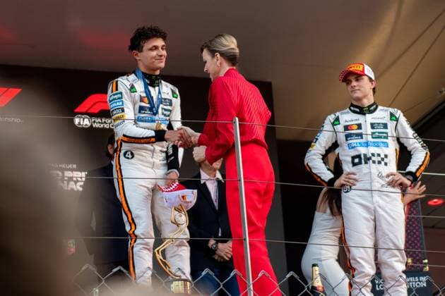 Formula 1 GP Monaco Sunday, 25 05 2025 Lando Norris 4, McLaren Formula 1 Team and Charlène of Monaco Formula 1 GP Monaco Sunday, 25 05 2025 Copyright: xBEAUTIFULxSPORTS Erlhofx