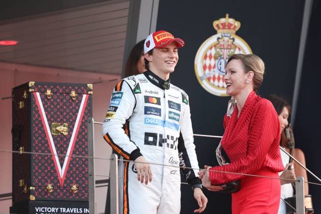 81 Oscar Piastri AUS, McLaren F1 Team , Princess Charlene of Monaco, F1 Grand Prix of Monaco at Circuit de Monaco on May 25, 2025 in Monte Carlo, Monaco Photo by HOCH ZWEI Monte Carlo Monaco