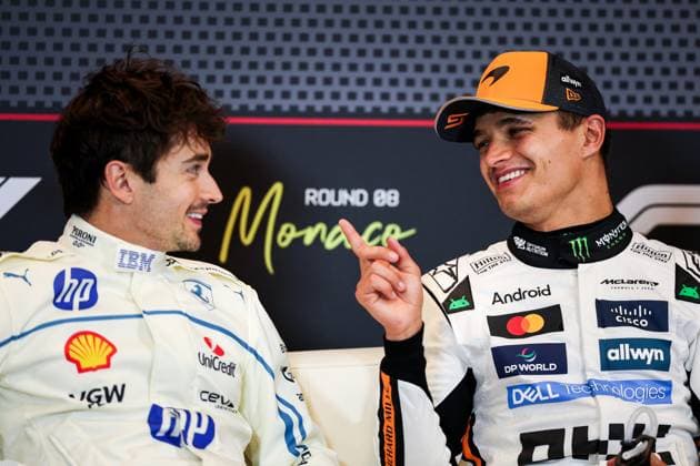 Charles Leclerc of Monaco and Scuderia Ferrari and Lando Norris of Great Britain and McLaren , Race, F1 Monaco Grand Prix, Monte Carlo on May 25, 2025 in Monte Carlo, Monaco Photo by Diogo Cardoso DeFodi Images Charles Leclerc of Monaco and Scuderia Ferrari and Lando Norris of Great Britain and McLaren , Race, F1 Monaco Grand Prix, Monaco on May 25, 2025 in Monte Carlo, Monaco Photo by Diogo Cardoso DeFodi Images